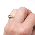 Art Deco Diamond Ring - Vintage 10k Yellow & White Gold Two Tone Filigree Natural .01 CT Engagement - Circa 1930s Era Size 4.75 Fine Jewelry