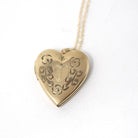 Vintage "J" Heart Locket - Estate Gold Filled Flower Pendant Necklace Charm - Vintage Circa 1980s Era Keepsake Photograph 80's Love Jewelry