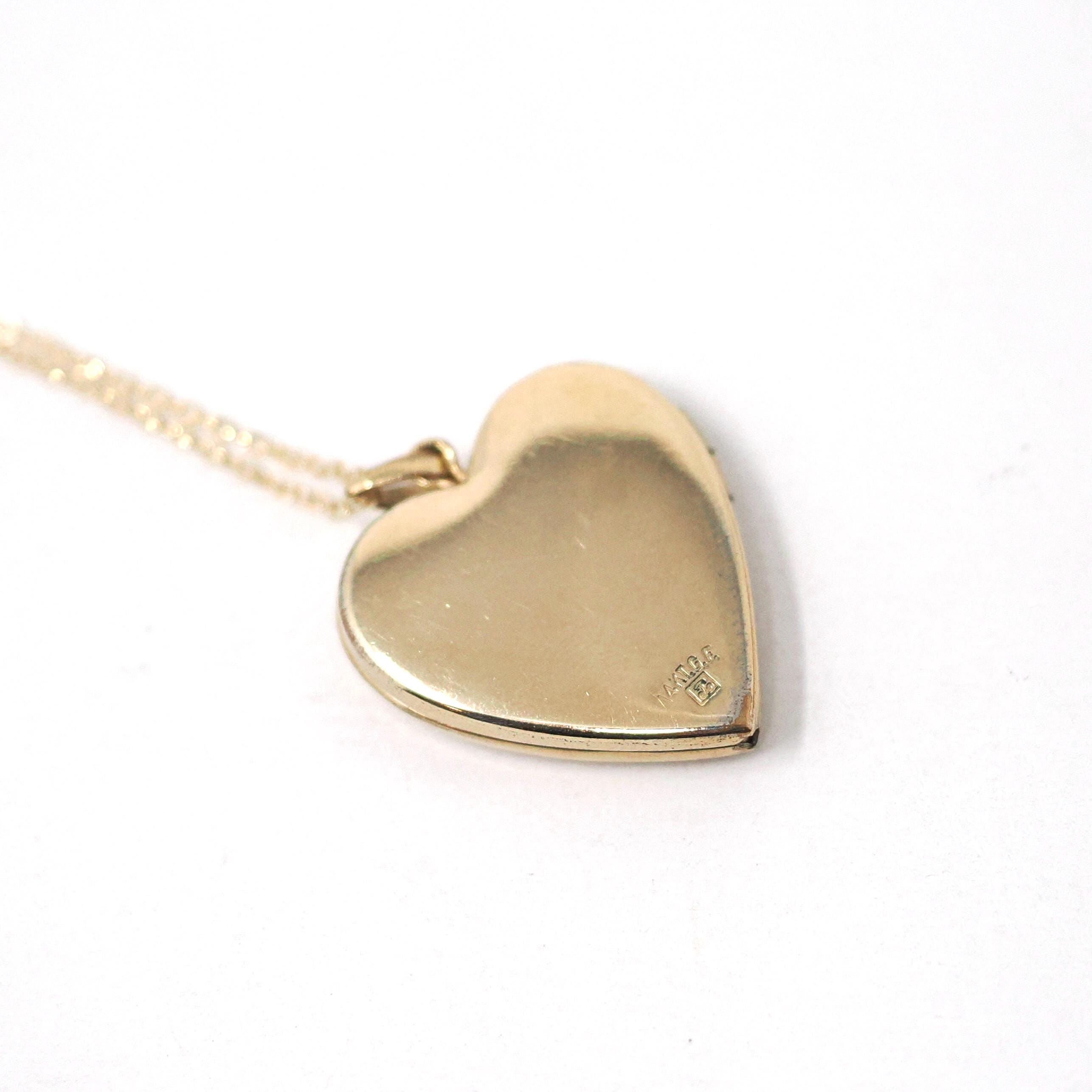 Vintage "J" Heart Locket - Estate Gold Filled Flower Pendant Necklace Charm - Vintage Circa 1980s Era Keepsake Photograph 80's Love Jewelry