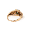 Estate Peridot Ring - Modern Era 18k Rosy Yellow Gold Natural Green Gem - Estate Flower Two Tone Size 5 3/4 Solitaire Croissant Fine Jewelry