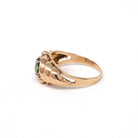 Estate Peridot Ring - Modern Era 18k Rosy Yellow Gold Natural Green Gem - Estate Flower Two Tone Size 5 3/4 Solitaire Croissant Fine Jewelry