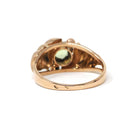 Estate Peridot Ring - Modern Era 18k Rosy Yellow Gold Natural Green Gem - Estate Flower Two Tone Size 5 3/4 Solitaire Croissant Fine Jewelry