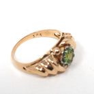 Estate Peridot Ring - Modern Era 18k Rosy Yellow Gold Natural Green Gem - Estate Flower Two Tone Size 5 3/4 Solitaire Croissant Fine Jewelry