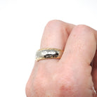 Vintage Star Band - Retro 14k Yellow & White Gold Men's Unisex Celestial Wedding Ring - Circa 1970s Size 10 Two Tone Stacking Fine Jewelry
