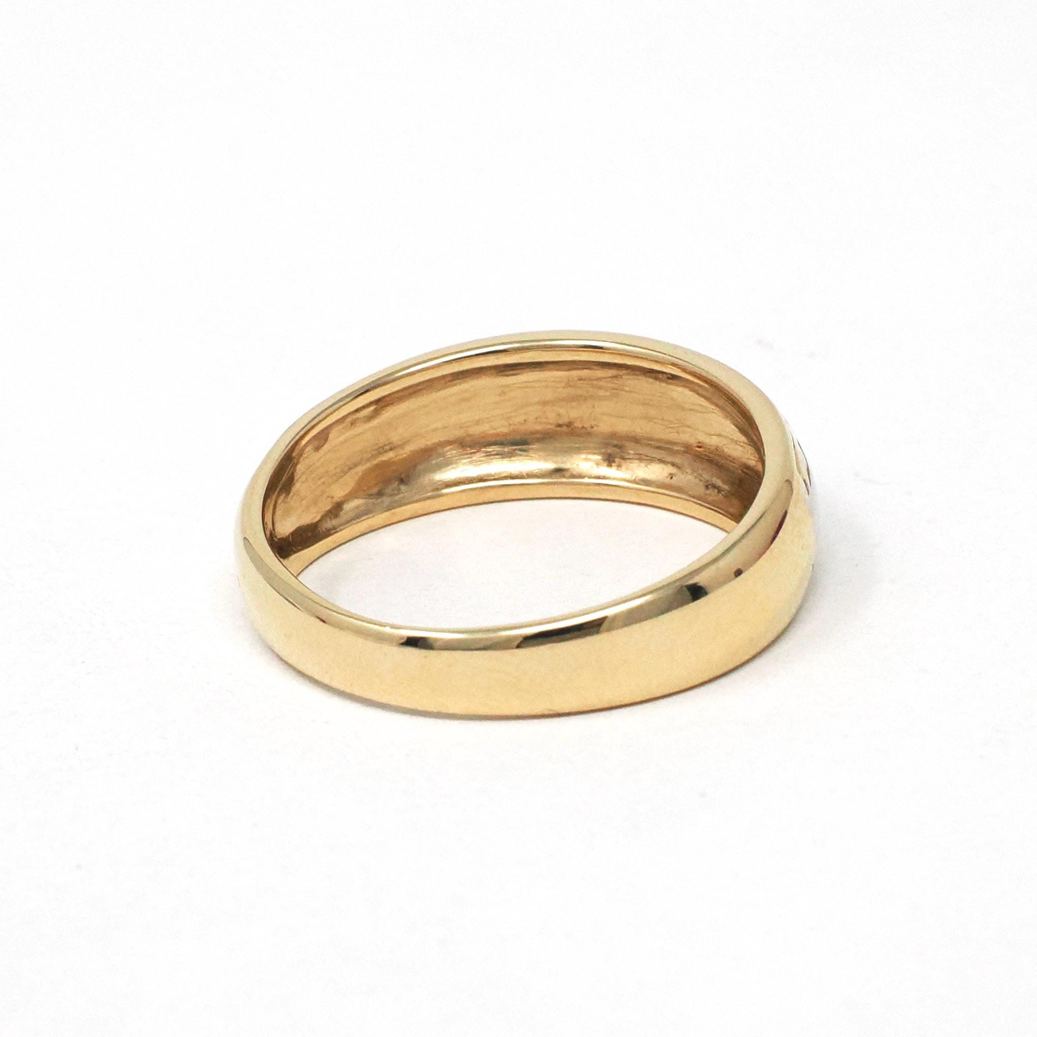 Vintage Star Band - Retro 14k Yellow & White Gold Men's Unisex Celestial Wedding Ring - Circa 1970s Size 10 Two Tone Stacking Fine Jewelry