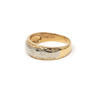 Vintage Star Band - Retro 14k Yellow & White Gold Men's Unisex Celestial Wedding Ring - Circa 1970s Size 10 Two Tone Stacking Fine Jewelry