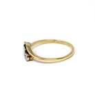 Three Stone Ring - MidCentury 18k Yellow Gold & Platinum Diamond Bypass - Vintage Circa 1940s Era Size 7 Engagement Anniversary Fine Jewelry