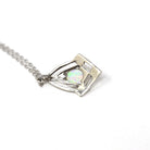 Art Deco Charm - Vintage 14k White Gold Natural Opal Diamond Pendant Necklace - Circa 1930s Era Stick Pin Conversion Fine Statement Jewelry