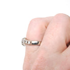 Diamond Chevron Band - Modern 14k White Gold V Point Stacking Wedding Ring - Estate Circa 2000's Era Size 5 1/4 Bridal Pairing Fine Jewelry