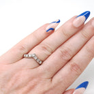 Diamond Chevron Band - Modern 14k White Gold V Point Stacking Wedding Ring - Estate Circa 2000's Era Size 5 1/4 Bridal Pairing Fine Jewelry