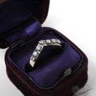 Diamond Chevron Band - Modern 14k White Gold V Point Stacking Wedding Ring - Estate Circa 2000's Era Size 5 1/4 Bridal Pairing Fine Jewelry