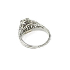 Vintage Diamond Ring - Art Deco 18k White Gold Natural Square Solitaire Engagement - Circa 1930s Era Size 4 3/4 Filigree Star Fine Jewelry