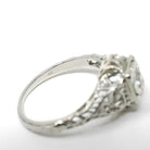 Vintage Diamond Ring - Art Deco 18k White Gold Natural Square Solitaire Engagement - Circa 1930s Era Size 4 3/4 Filigree Star Fine Jewelry