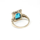 Vintage Glass Ring - Mid Century Era 10k Yellow & Rose Gold Simulated Gemstone Blue Glass - Circa 1940s Size 5 1/4 Fine Statement Jewelry