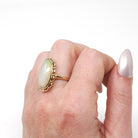 Opal Doublet Ring - Retro 14k Yellow Gold Oval Cabochon Gemstone - Vintage Circa 1960s Era Size 7 Fine Statement October Birthstone Jewelry