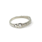 Diamond Buckle Band - Mid Century 14k White Gold Natural .07 CTW Vintage Cuts Wedding Ring - Circa 40s Size 4.5 Bridal Stacking Fine Jewelry