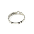 Diamond Buckle Band - Mid Century 14k White Gold Natural .07 CTW Vintage Cuts Wedding Ring - Circa 40s Size 4.5 Bridal Stacking Fine Jewelry