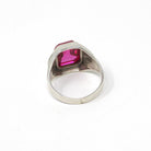 Created Ruby Ring - Mid Century Sterling Silver & 14k Gold Accents - Vintage Circa 1940s Era Size 9 1/4 July Birthstone Unisex Mens Jewelry