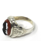Vintage Cameo Ring - Art Deco Sterling Silver Oval Red Black White Assembled Glass Stone Portrait - Circa 30s Era Size 11 Statement Jewelry