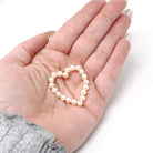 Vintage Heart Necklace - Retro Era 14k Yellow Gold White Cultured Pearl Gemstones Halo Pendant Charm - Circa 1960s Love Fine 60s Jewelry