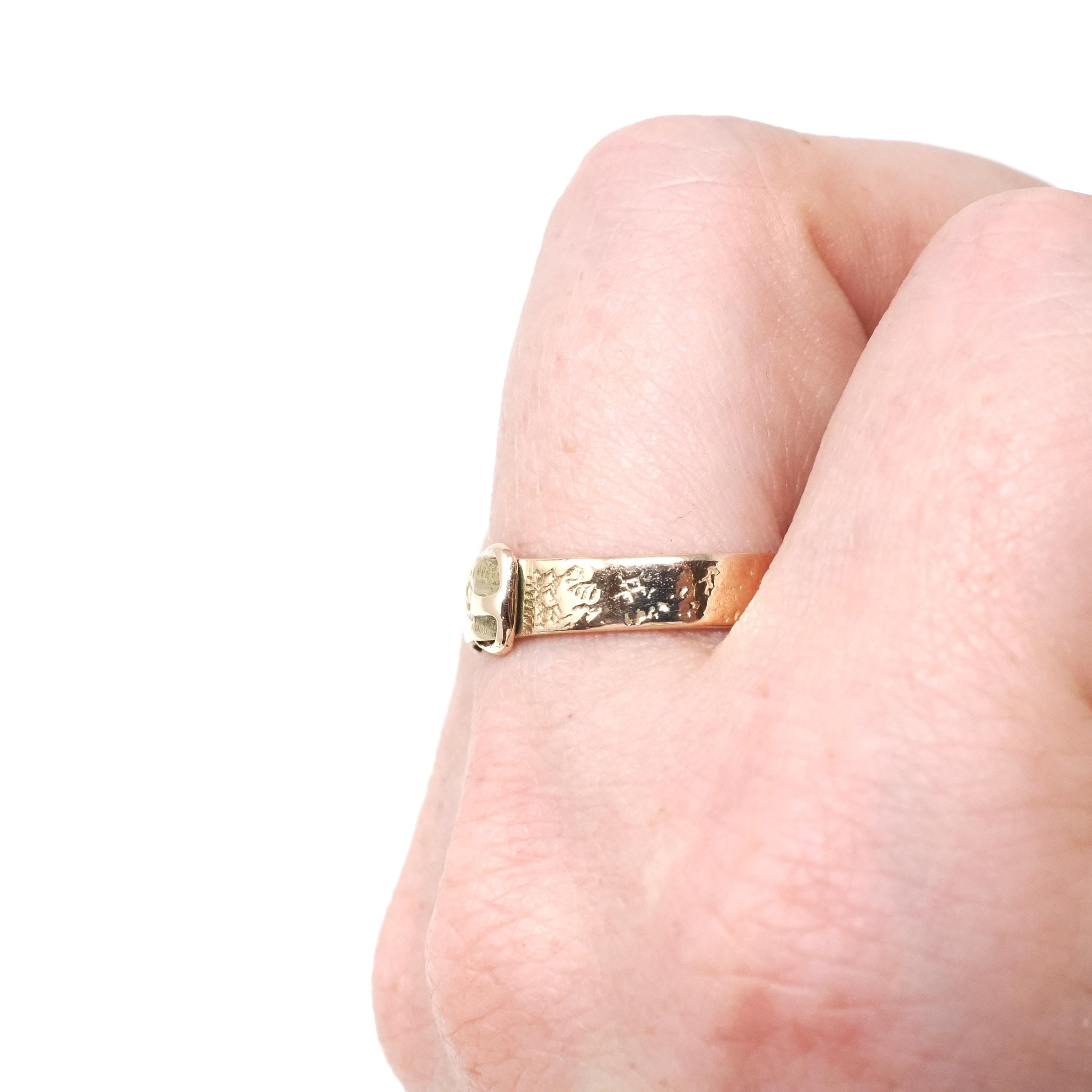 Modern Buckle Ring - Estate 10k Yellow Gold Symbolic Belt Design Unisex Band - Circa 2000s Era Size 9 Love Friendship Loyalty Fine Jewelry