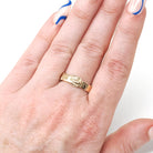 Modern Buckle Ring - Estate 10k Yellow Gold Symbolic Belt Design Unisex Band - Circa 2000s Era Size 9 Love Friendship Loyalty Fine Jewelry