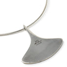 Hans Hansen Jewelry Set - Mid Century Modernist Sterling Silver Black Enamel Necklace Pendant #323 & Cuff Bracelet - Circa 1960s Era Jewelry