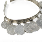 Victorian Love Token Charm Bracelet - Antique Silver Engraved Coin Bangle - Vintage Late 1800s Era Dangling Adjustable Keepsake Name Jewelry