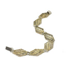 Vintage Filigree Bracelet - Mid Century Cannetille 800 Silver & Gold Wash Hexagonal Swirl Panel Links - Circa 1940s Patina Fashion Jewelry