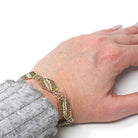 Vintage Filigree Bracelet - Mid Century Cannetille 800 Silver & Gold Wash Hexagonal Swirl Panel Links - Circa 1940s Patina Fashion Jewelry