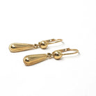Estate Teardrop Earrings - Modern 14k Yellow Gold Lever Back Dangle Charms - Circa 1990s Era Minimalist Hollow Fine Statement Jewelry