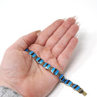 Guilloche Enamel Bracelet - Vintage Sterling Silver Blue & Black Geometric Linear Panels - Circa 1940s Signed Bernard Meldahl Danish Jewelry