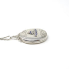 Silver Canadian Artillery Locket - Antique Sterling Engraved "AD" Enamel Emblem Pendant Necklace - Edwardian Keepsake Signed Birks Jewelry