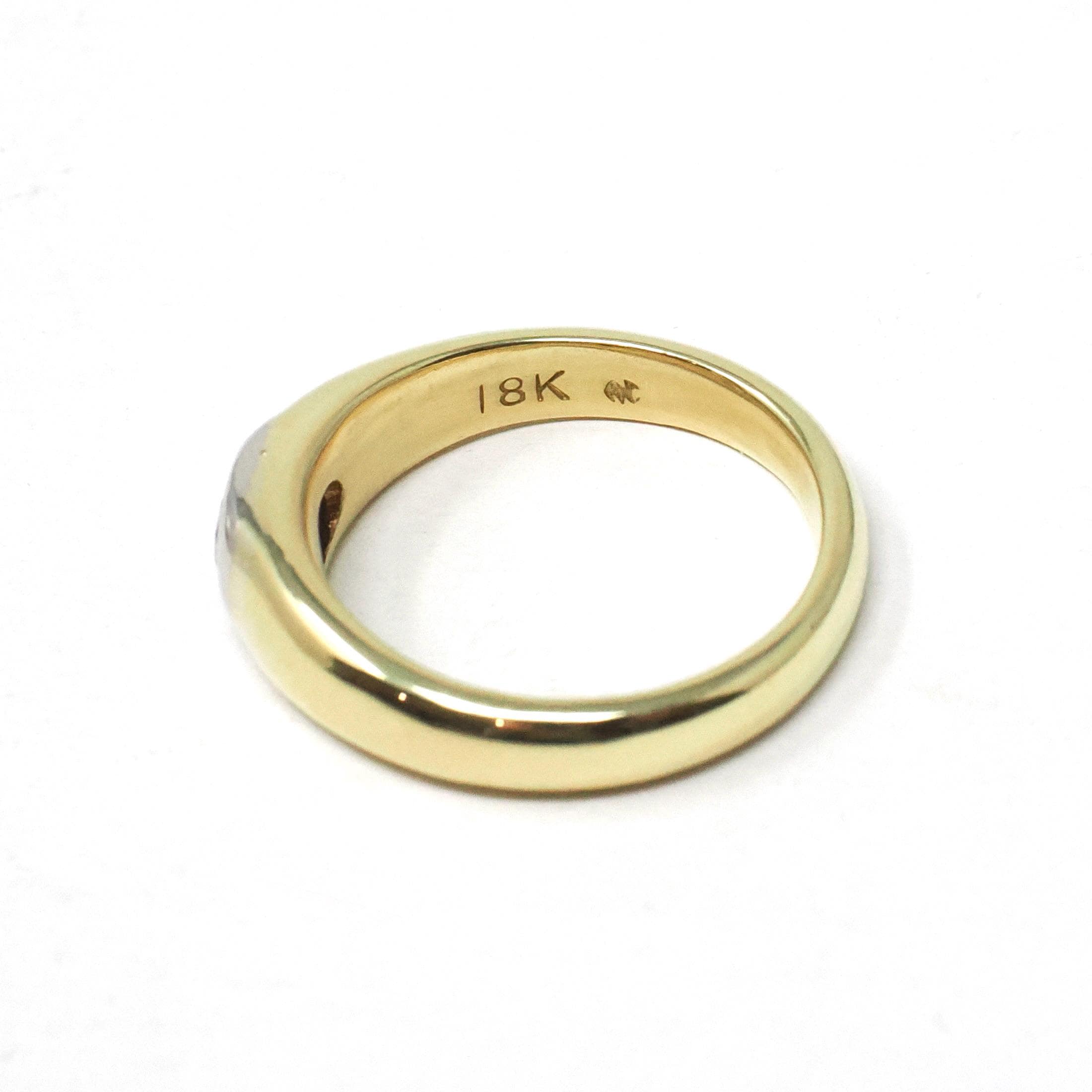 Gypsy Set Diamond Ring - Modern 18k Yellow Gold Platinum Two Tone .26 CT Natural Oval Unisex Engagement - Estate Size 6 Bridal Fine Jewelry