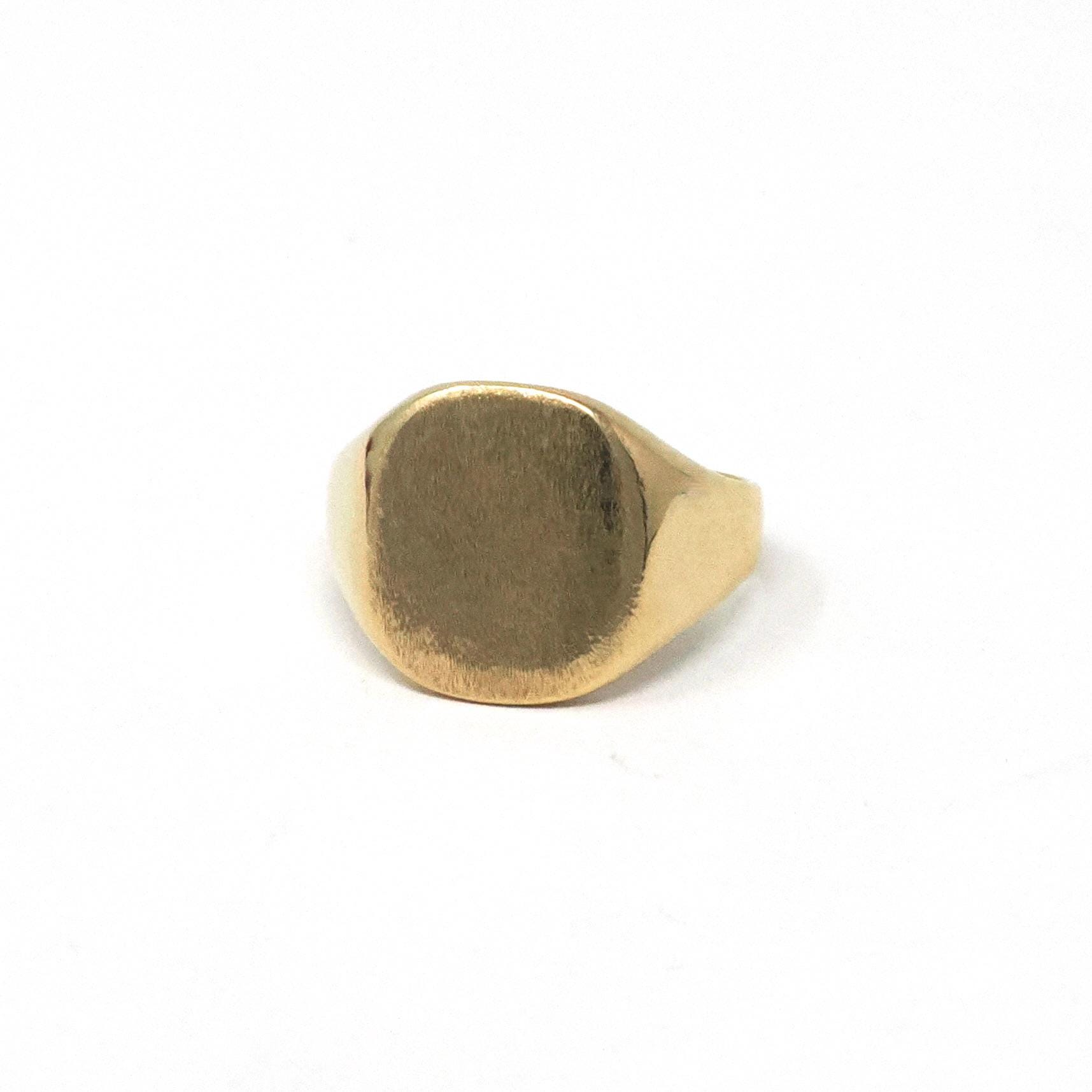 Mid Century Signet Ring - Vintage 10k Yellow Gold Letter Initial Men's Unisex Statement - Circa 1950s Size 10 Engrave 12-25-54 Fine Jewelry