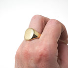 Mid Century Signet Ring - Vintage 10k Yellow Gold Letter Initial Men's Unisex Statement - Circa 1950s Size 10 Engrave 12-25-54 Fine Jewelry
