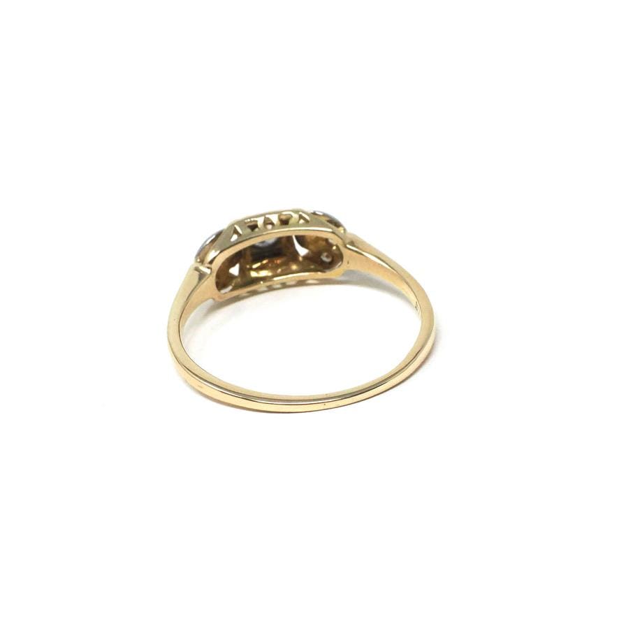 Vintage Diamond Ring - Mid Century 14k Yellow & White Gold Two Tone Natural .13 CTW Engagement - Circa 1960s Size 7.5 Crescent Moon Jewelry