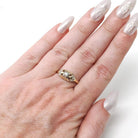 Vintage Diamond Ring - Mid Century 14k Yellow & White Gold Two Tone Natural .13 CTW Engagement - Circa 1960s Size 7.5 Crescent Moon Jewelry