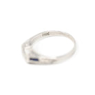 Art Deco Ring - Vintage 14k White Gold Dainty Natural Diamond & Created Blue Sapphire - Circa 1930s Era Size 4 1/2 Midi Pinky Fine Jewelry