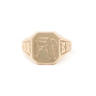 Antique "FW" Signet Ring - Art Deco 10k Yellow Gold Engraved Letter Initial Men's Unisex Statement - Vintage 1920s Size 11 1/4 Fine Jewelry
