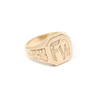 Antique "FW" Signet Ring - Art Deco 10k Yellow Gold Engraved Letter Initial Men's Unisex Statement - Vintage 1920s Size 11 1/4 Fine Jewelry