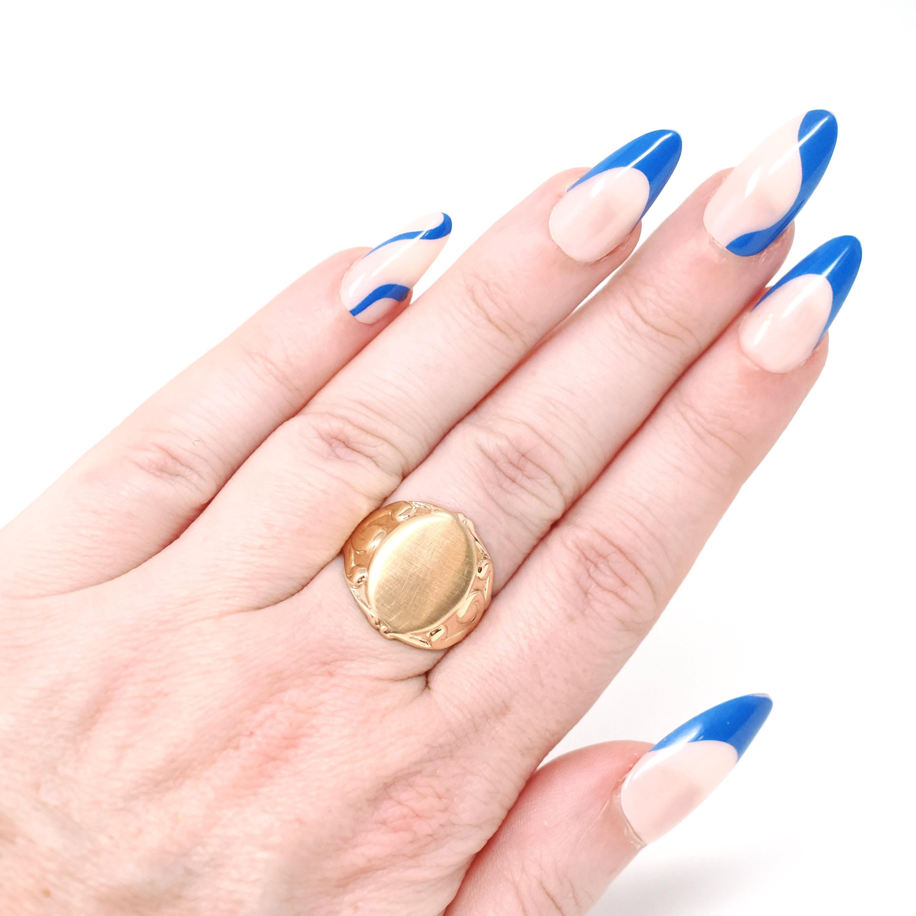 Antique Signet Ring - Edwardian Era 14k Yellow Gold Blank Oval Statement Unisex Band - Vintage Circa 1900 Size 5 Personalizable Fine Jewelry