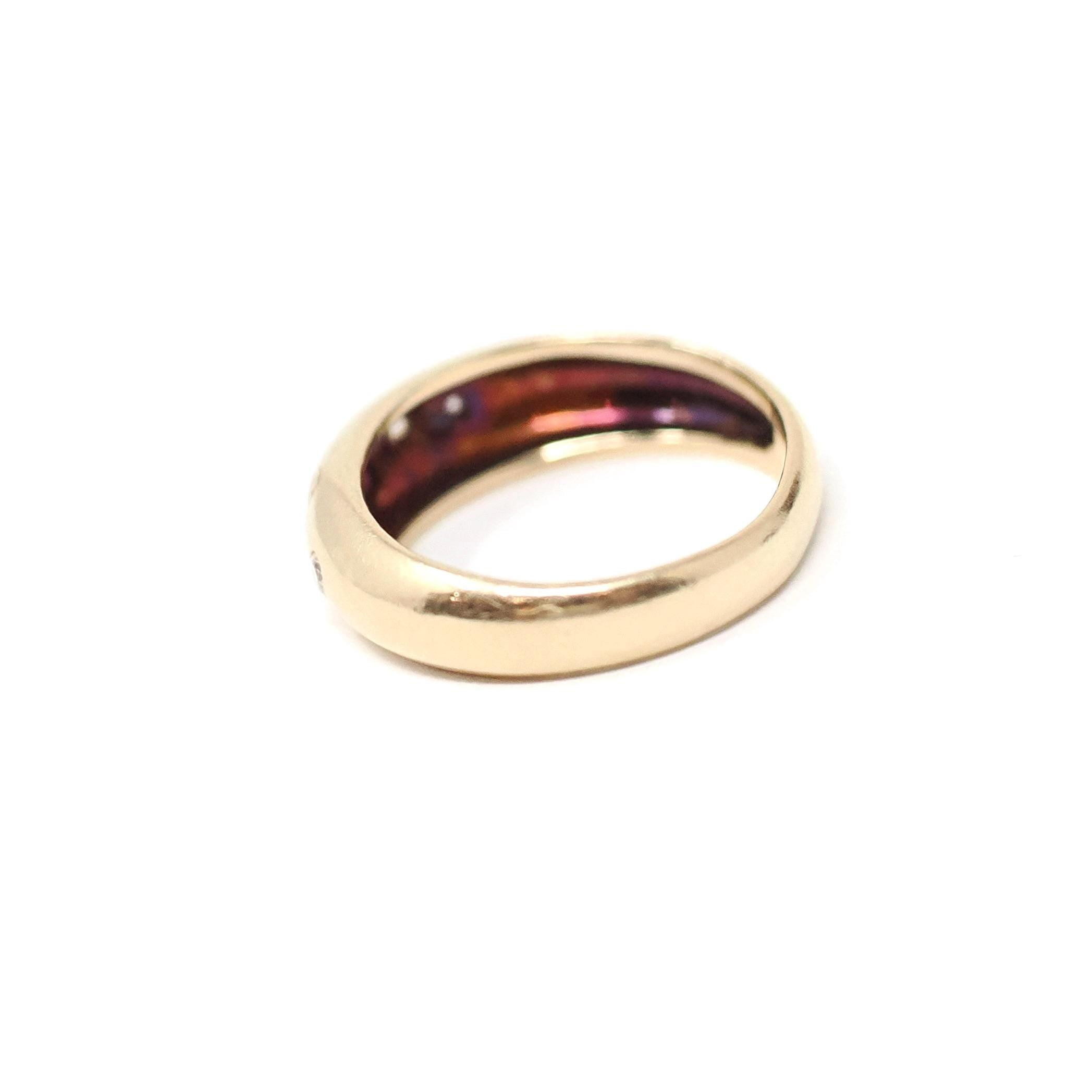 Domed Diamond Band - Modern 14k Yellow Gold Natural Gemstones Wedding Ring - Estate Size 4 Scattered Graduated Fine Celestial Star Jewelry