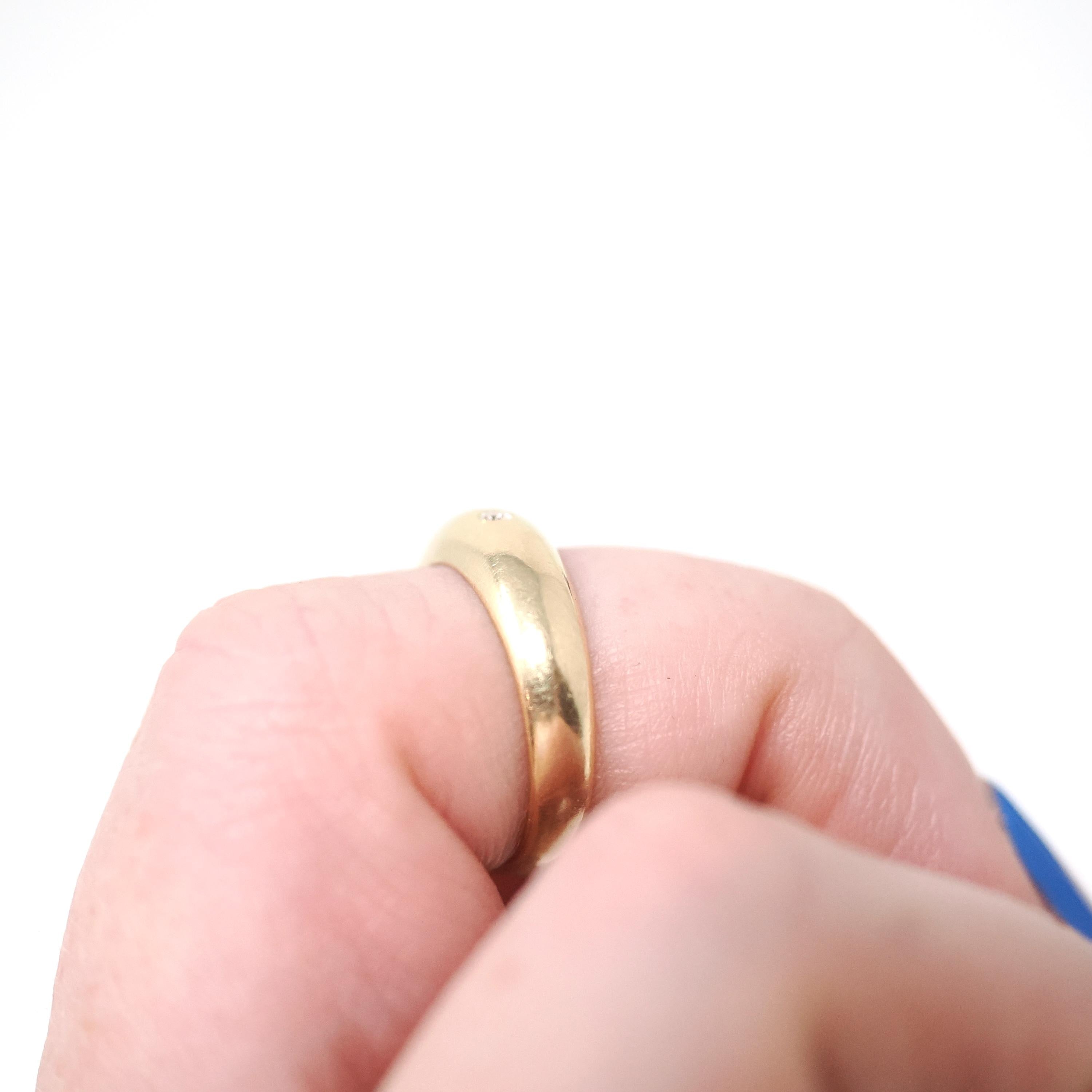 Domed Diamond Band - Modern 14k Yellow Gold Natural Gemstones Wedding Ring - Estate Size 4 Scattered Graduated Fine Celestial Star Jewelry