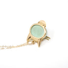 Vintage Cat Pendant - Retro 18k Yellow Gold Large Turquoise & Created Pink Sapphires Charm Necklace - Circa 1960s Animal Fine Feline Jewelry