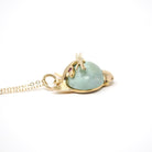 Vintage Cat Pendant - Retro 18k Yellow Gold Large Turquoise & Created Pink Sapphires Charm Necklace - Circa 1960s Animal Fine Feline Jewelry