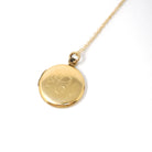 Vintage Initial Locket - Retro Gold Filled "GCM" Pendant Necklace Charm - Circa 1940s Era Round Photograph Keepsake Binder Bros. Jewelry
