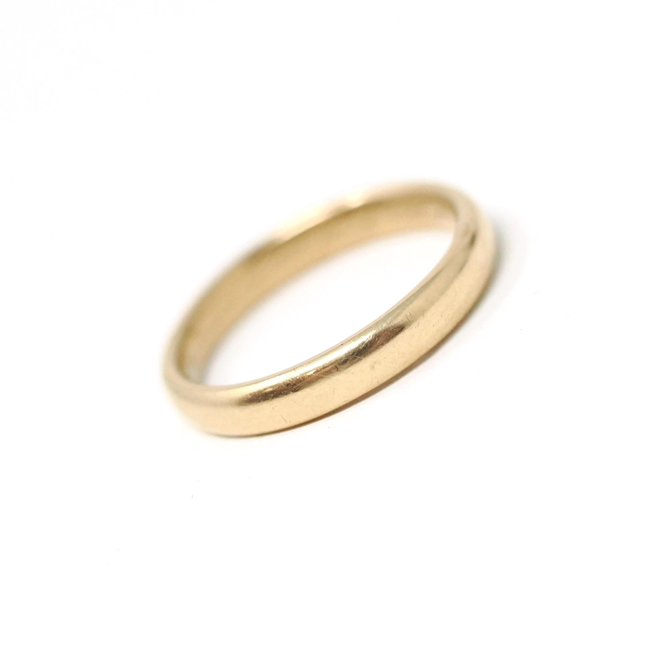 Antique Wedding Band - Edwardian 18k Yellow Gold 3.3 MM Ring - Engraved Initials B & M Dated 1912 Size 6 1/2 Comfort Fit Fine Bridal Jewelry