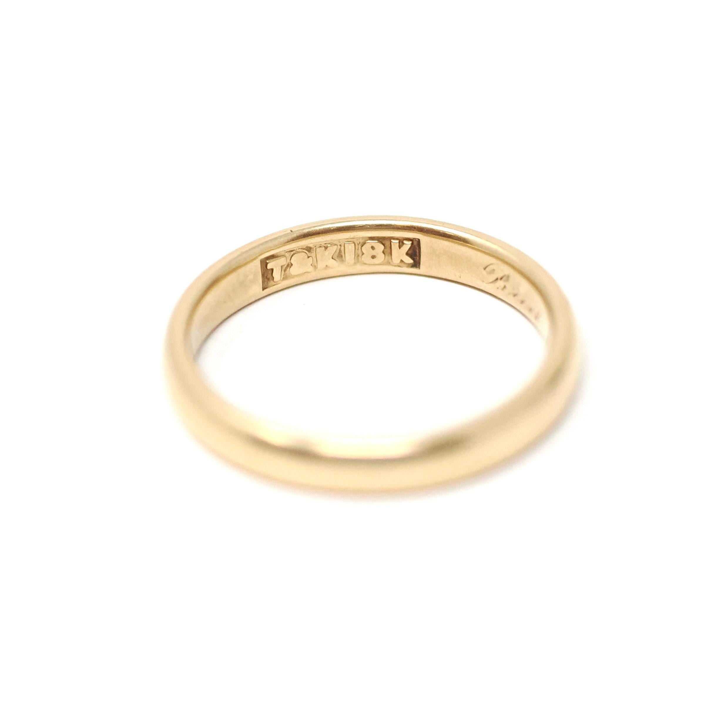 Antique Wedding Band - Edwardian 18k Yellow Gold 3.3 MM Ring - Engraved Initials B & M Dated 1912 Size 6 1/2 Comfort Fit Fine Bridal Jewelry
