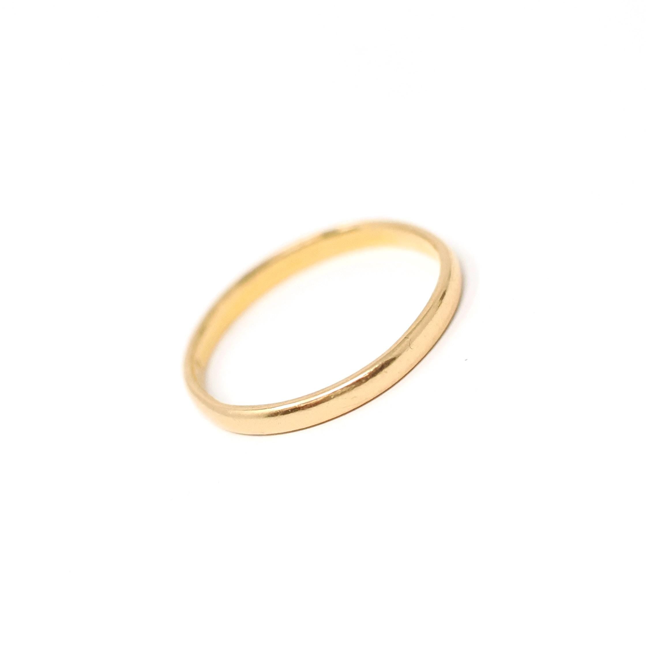 Dated 1956 Wedding Band - Vintage 22k Yellow Gold Classic Comfort Fit Unadorned Ring - Mid Century Size 7 3/4 Bridal Fine Hallmarked Jewelry